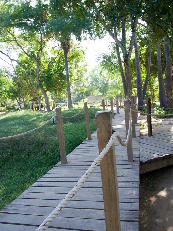 The walkway that weaves its way over the mass graves