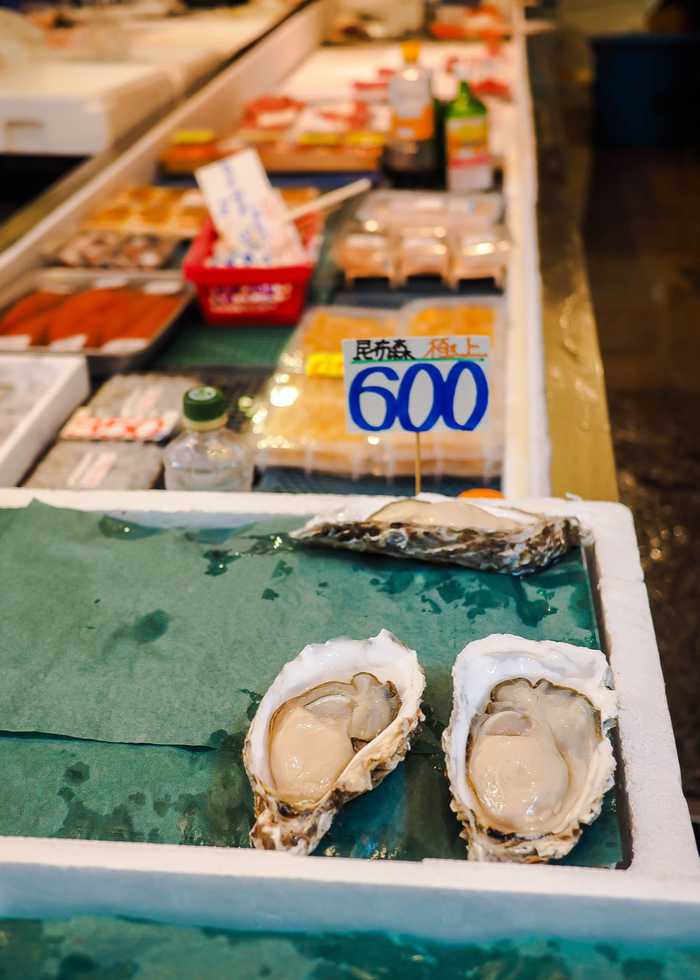 Giant oysters! You can eat them right there with some lemon juice.