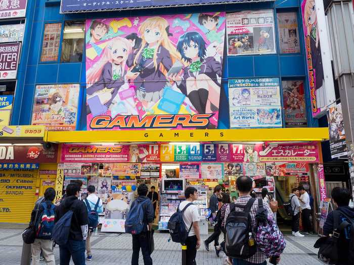 Outside a gaming shop in Akihabara