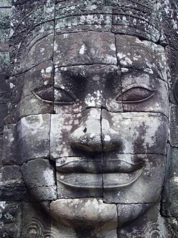 A close up of a face. It was probably 10 feet tall