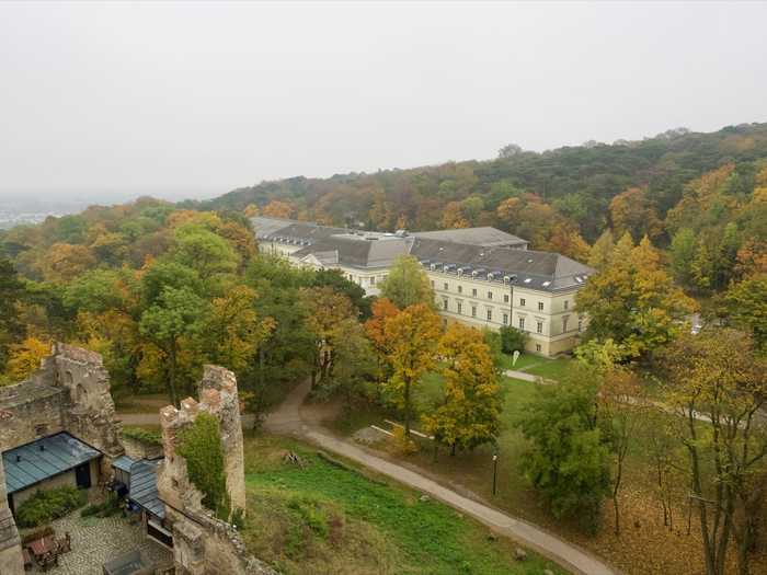 The castle is next to an old persons home