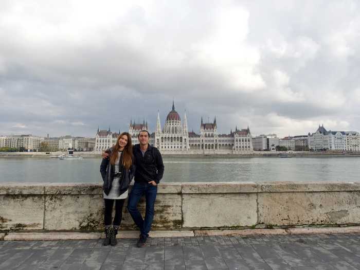 happy couple in Budapest