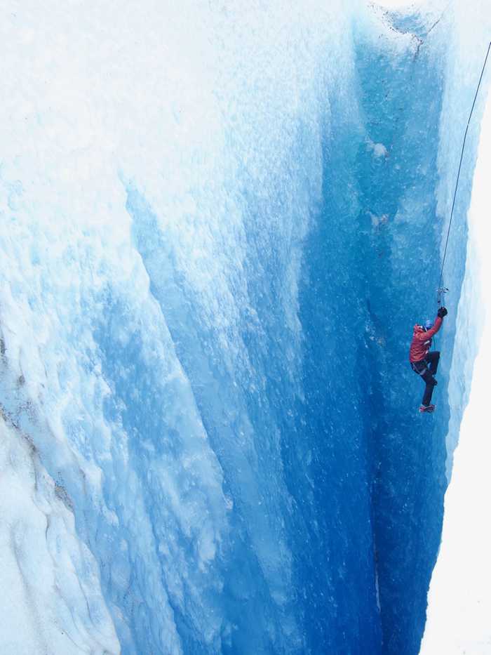 Gabe climbing in the crevasse.