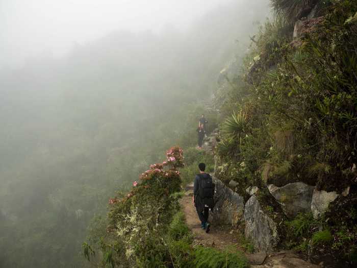Hiking up Machu Picchu Mountain