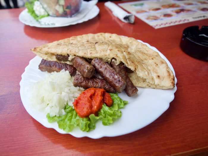 Cevapi with ground up red peppers