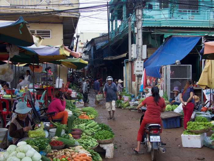 A muddy entrance to the market