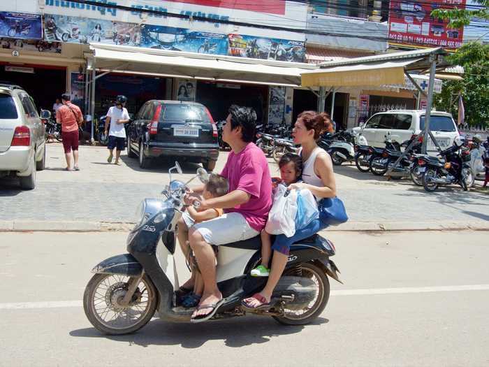 cambodia family scooter asia siemreap