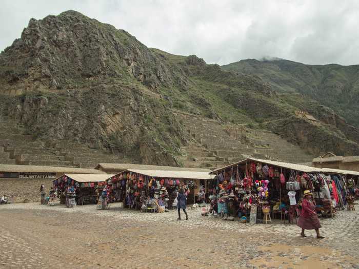 local craft market at the base of local ruins